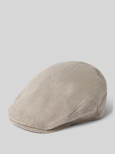Produktfoto, Schiebermütze aus Leinen-Mix Modell 'Gatsby' von Müller Headwear in Beige mit feinem Strukturmuster und teilelastichem Bund.