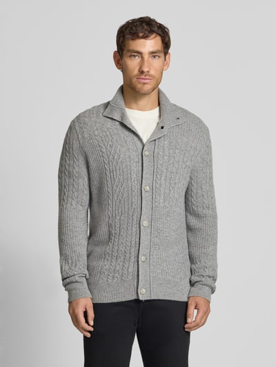 Brax Regular fit gebreid jack met viscose, model 'Jeff' Donkergrijs - 4