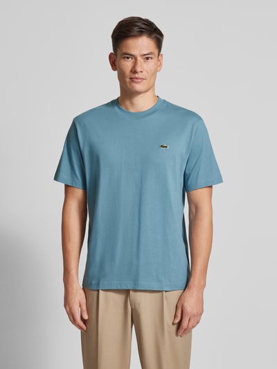 Lacoste T-shirt met logodetail, model 'BASIC ON' Rookblauw - 4