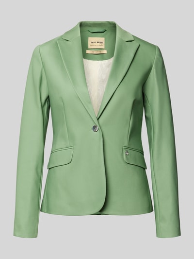 Produktfoto, Regular Fit Blazer mit klepzakken model 'Blake' van MOS MOSH in groen katoenmix met stretch, reverskraag, knoopsluiting, ruglengte maat 36: 61 cm, borstwijdte: 46 cm, mouwlengte: 63 cm