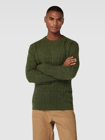 Esprit Collection Sweter z dzianiny z prążkowanymi wykończeniami Oliwkowy 4