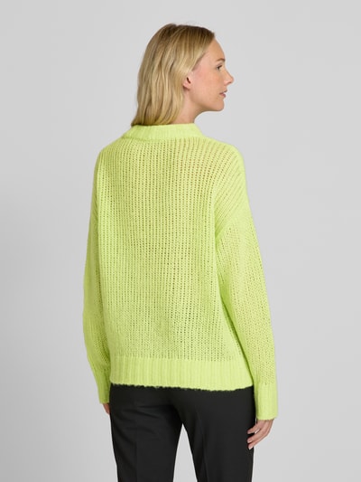 HUGO Wollpullover mit Label-Stitching Modell 'Sloossy' Neon Gelb 5