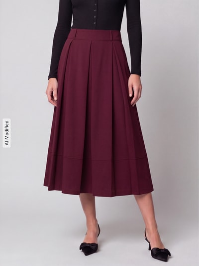 ROBE LÉGÈRE Uitlopende midi-rok van viscosemix Bordeaux - 4