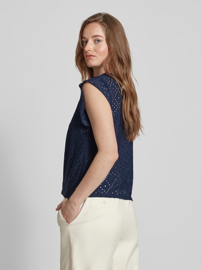 Vero Moda T-shirt met broderie anglaise, model 'TASSA' Marineblauw - 5