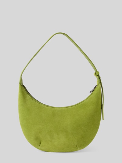 Produktfoto, Hobo Bag mit Logo-Prägung Modell 'RYKER' von LIEBESKIND BERLIN aus weluru, główna przegroda z zamkiem błyskawicznym, pasek na ramię, szerokość w rozmiarze 1: 27 cm, długość w rozmiarze 1: 22 cm, głębokość w rozmiarze 1: 5 cm, długość paska na ramię w rozmiarze 1: 43 cm, kolor limonkowy, gładka tekstura