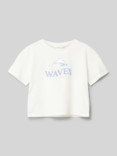 Mango T-Shirt mit Motiv-Print Modell 'fish' Weiss 1