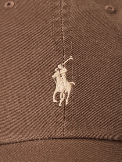 Productfoto, Basecap uit pure katoen van Polo Ralph Lauren in effen bruin met logo detail, geborduurde luchtgaatjes en verstelbare band, webstof.