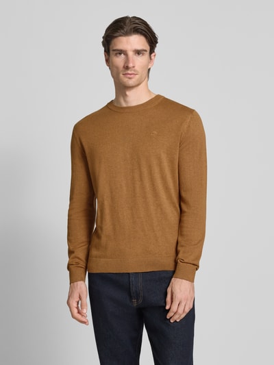 Tom Tailor Regular Fit Strickpullover aus reiner Baumwolle Hellbraun 4