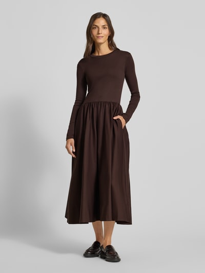 Polo Ralph Lauren Midikleid mit Rundhalsausschnitt Dunkelbraun 4