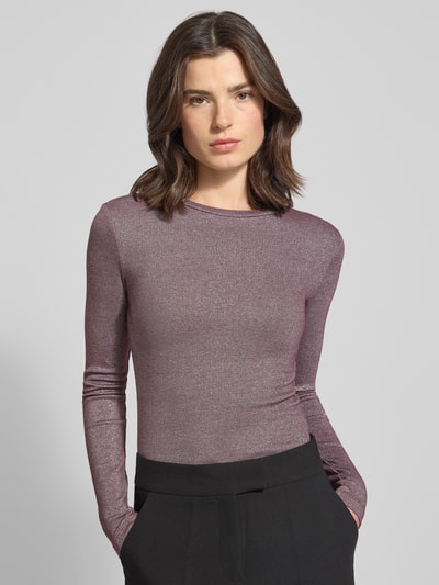 Vila Bluzka z długim rękawem o kroju slim fit z mieszanki wiskozy model ‘Eleinas’ Śliwkowy 3