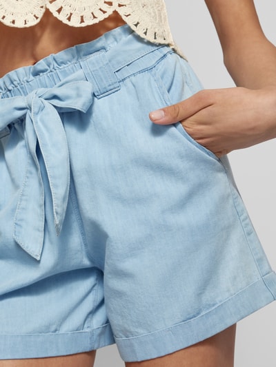 Only Loose fit high waist korte broek met strikceintuur, model 'BEA SMILLA' Lichtblauw - 3