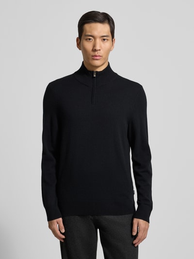 BOSS Regular fit schipperstrui van een mix van scheerwol en kasjmier, model 'HEMARLO' Zwart - 4