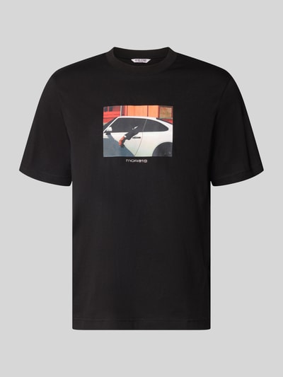 Produktfoto, Relaxed Fit T-Shirt aus reiner Baumwolle mit Motiv-Print von Antony Morato in Schwarz mit farbigem Print und Label-Detail, Herren T-Shirt, Rückenlänge bei Größe M 70 cm