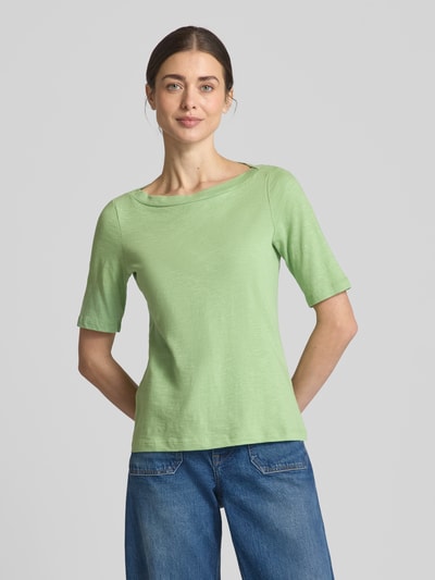 Tom Tailor Slim Fit T-Shirt mit U-Boot-Ausschnitt Hellgruen 4