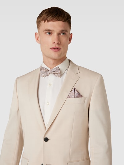 Prince Bowtie Fliege und Einstecktuch im Set mit Allover-Muster Beige 1