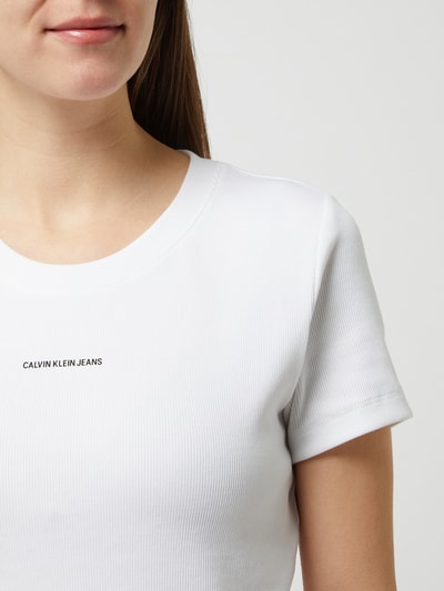 Calvin Klein Jeans Cropped Shirt mit Stretch-Anteil  Weiss 3