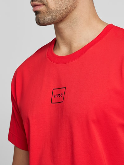 HUGO T-Shirt mit Label-Print Modell 'Laze' Rot 3