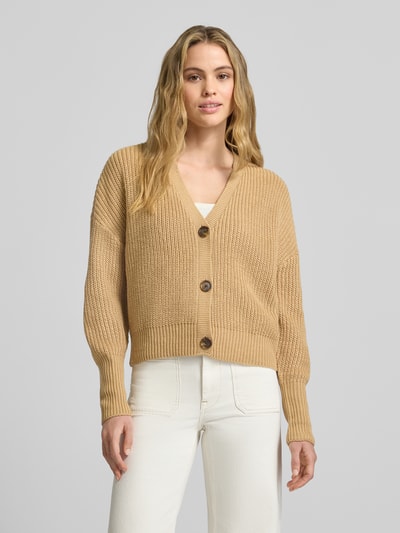Vero Moda Regular fit gebreid jack met sierknopen, model 'LEA' Zand - 4