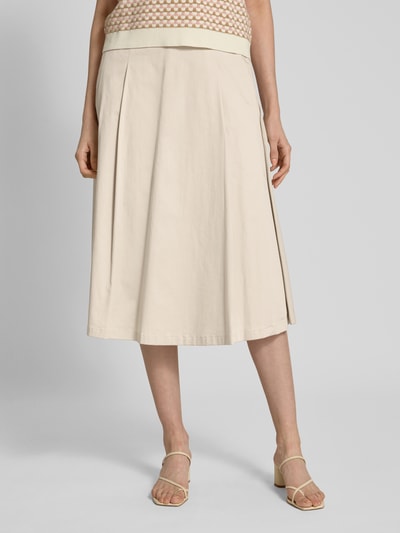 s.Oliver BLACK LABEL Uitlopende midirok met bandplooien Zand - 4