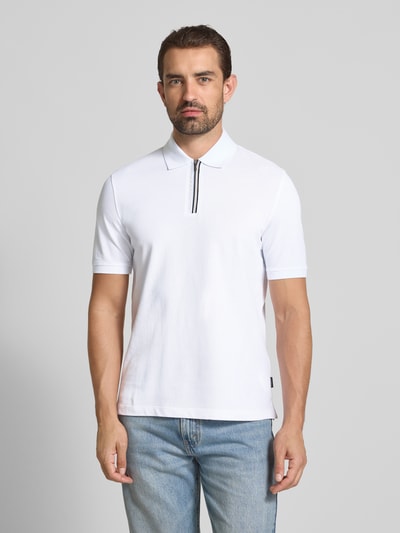 bugatti Regular Fit Poloshirt mit Reißverschluss Weiss 4