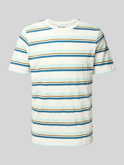 Blend T-Shirt mit geripptem Rundhalsausschnitt Modell 'JAMAS' Hellblau 2