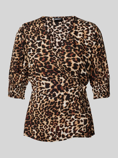 Pieces Wikkelblouse met dierenprint, model 'TALA' Beige - 2