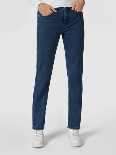 MAC Straight fit jeans met labelpatch, model 'Angela' Blauw - 4