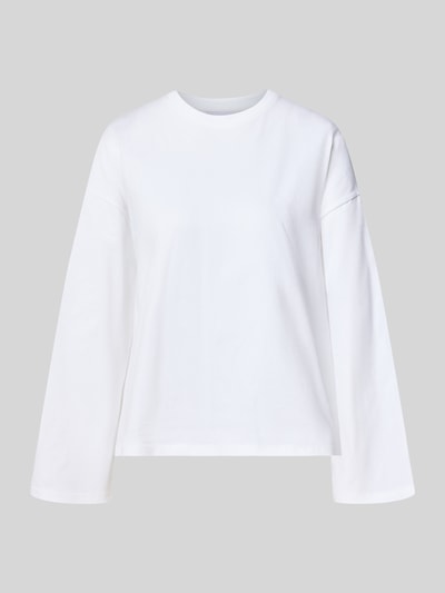 Produktfoto, Oversized Langarmshirt aus reiner Baumwolle von REVIEW, weiß, lockere Form, Rundhalsausschnitt, strukturierte Oberfläche