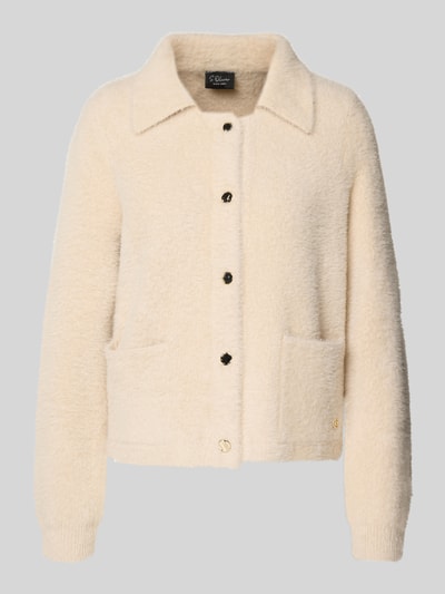 s.Oliver BLACK LABEL Kurtka z dzianiny o pudełkowym kroju z mieszanki wełny Écru 2