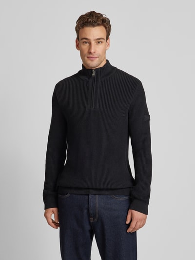 JOOP! Jeans Gebreide pullover met schipperskraag Zwart - 4