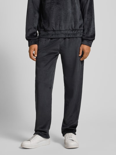 HUGO Comfort fit sweatpants met labelpatch, model 'VELVET' Zwart - 4