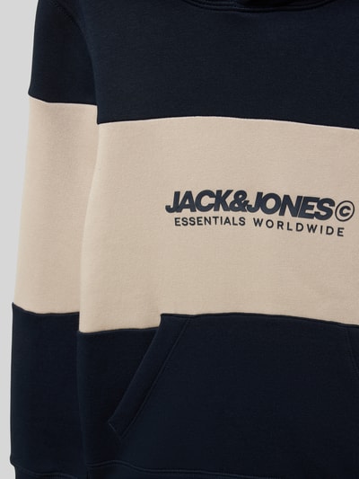 Jack & Jones Bluza o luźnym kroju z kapturem i kieszenią kangurką model ‘ELEGACY’ Granatowy 2