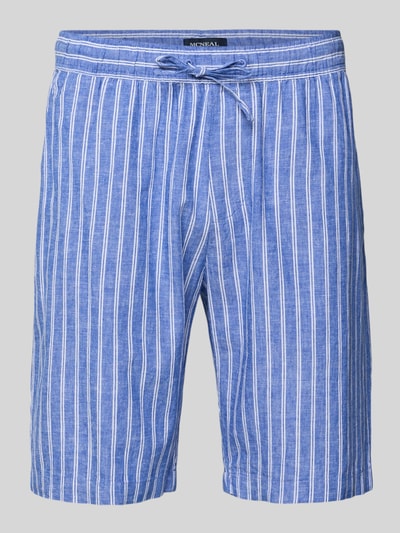 Produktfoto, Shorts aus Leinen-Baumwoll-Mix mit Tunnelzug von MCNEAL, blau-weiß gestreift, Regular Fit, Allover-Look, strukturierte Textur.