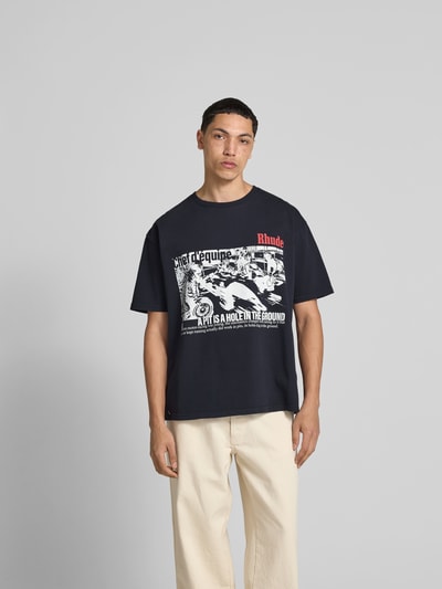 RHUDE T-Shirt mit Label-Print Black 4