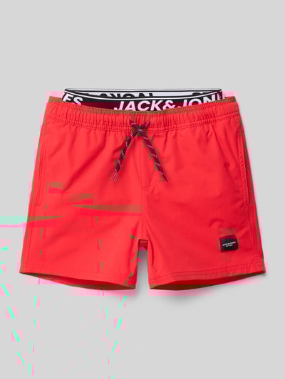 Jack & Jones Badehose mit elastischem Logo-Bund Modell 'MAUI' Rot 1