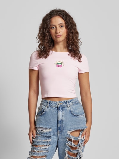 Review Kort T-shirt met ronde hals Roze - 4