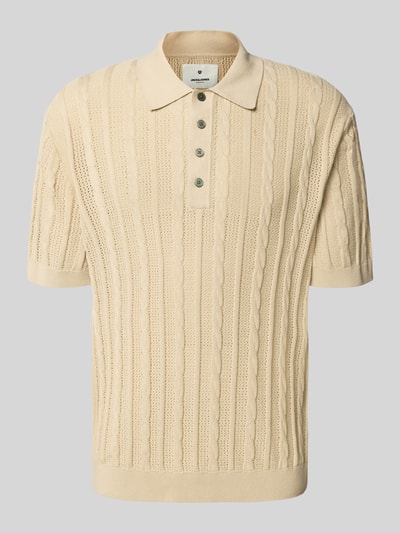 Jack & Jones Premium Poloshirt in gebreide look, model 'MASON' Cognac - 2