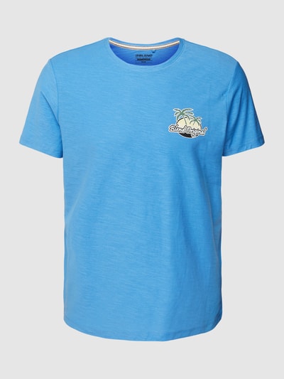 Blend T-Shirt mit Label-Print Hellblau 2