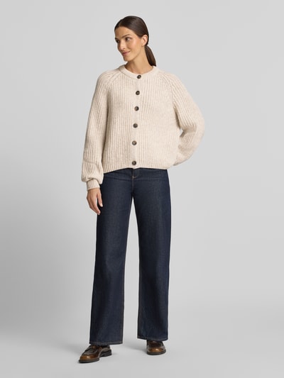 ARMEDANGELS Loose Fit Strickjacke aus Woll-Mix Modell 'RIB KNIT' Beige 1