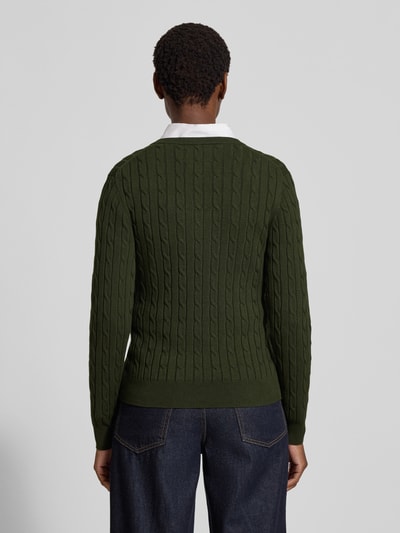 Gant Strickpullover mit V-Ausschnitt und Logo-Stitching Dunkelgruen 5