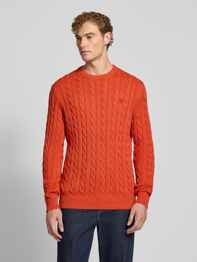 MCNEAL Slim fit gebreide pullover van puur katoen Donkeroranje - 4