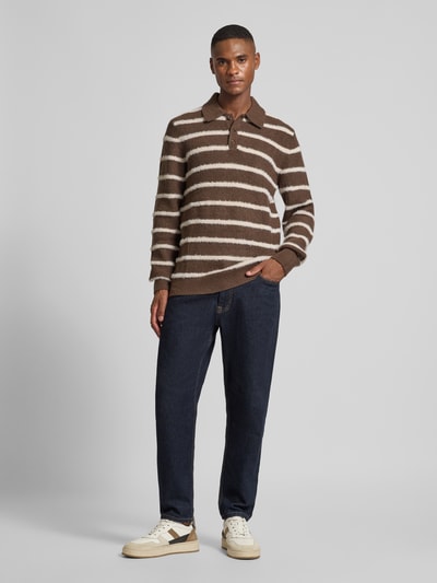 MCNEAL Gebreide pullover met kentkraag Middenbruin - 1