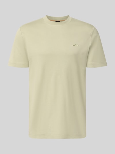 Produktfoto, Regular Fit T-Shirt aus reiner Baumwolle Modell 'Te_interlock' von BOSS für Herren, hellbeige Farbe, glatte Stoffstruktur, Kontext: Herren T-Shirt von BOSS Orange