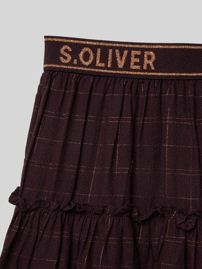 s.Oliver RED LABEL Uitlopende viscose rok met ruitmotief en glitterdetails Bordeaux - 2