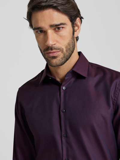 Jake*s Slim fit zakelijk overhemd met kentkraag Aubergine - 3