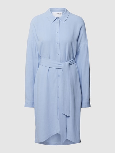 Selected Femme Sukienka koszulowa z wiązanym paskiem model ‘VIVA TONIA’ Błękitny 2