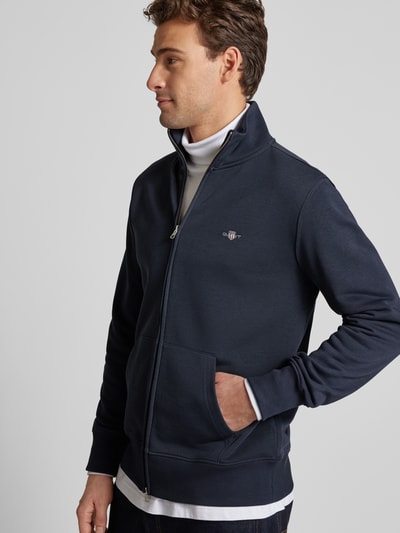 Gant Regular Fit Sweatjacke mit Label-Stitching Modell 'SGIELD' Marine 3