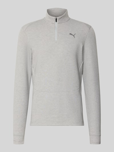 Produktfoto, Sweatshirt mit Label-Detail Modell 'CLOUDSPUN' von PUMA PERFORMANCE, hellgrauer Elastischer-Material-Mix, gerader Schnitt, Troyer-Kragen