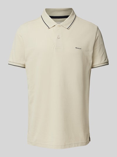 Gant Poloshirt met labelstitching, model 'TIPPING' Zand - 2