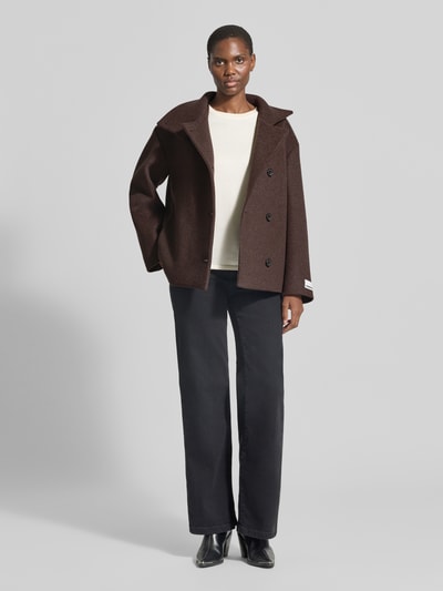 ARMEDANGELS Loose fit lange jas van wol model 'MAJELAA WOOL' Donkerbruin - 1